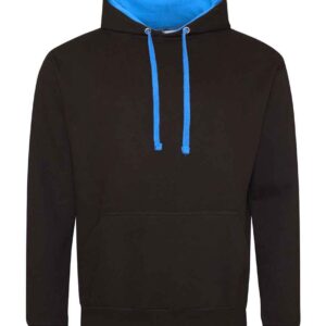 AWDis Varsity Hoodie | Jet Black/Sapphire Blue