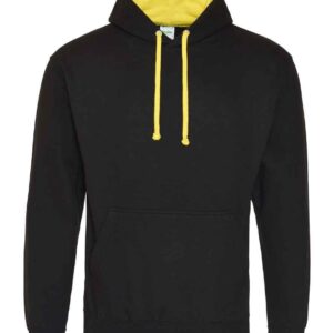 AWDis Varsity Hoodie | Jet Black/Sun Yellow