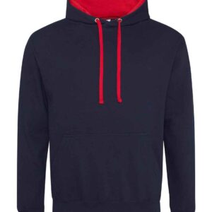 AWDis Varsity Hoodie | New French Navy/Fire Red