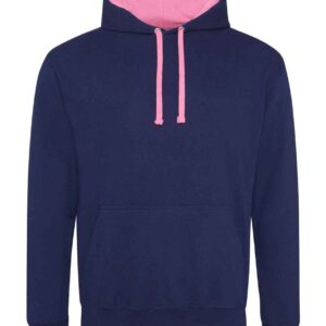 AWDis Varsity Hoodie | Oxford Navy/Candyfloss Pink