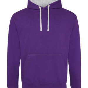 AWDis Varsity Hoodie | Purple/Heather Grey