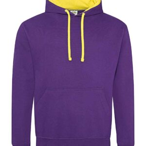 AWDis Varsity Hoodie | Purple/Sun Yellow
