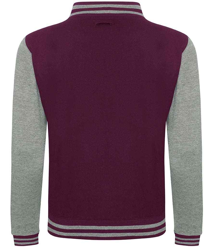 AWDis Varsity Jacket | Burgundy/Heather Grey - Image 2