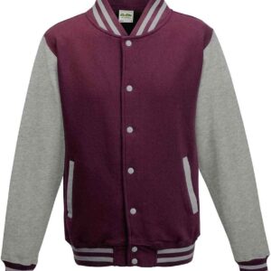 AWDis Varsity Jacket | Burgundy/Heather Grey