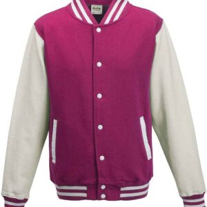 AWDis Varsity Jacket | Hot Pink/White