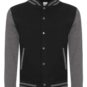 AWDis Varsity Jacket | Jet Black/Charcoal