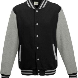 AWDis Varsity Jacket | Jet Black/Heather Grey