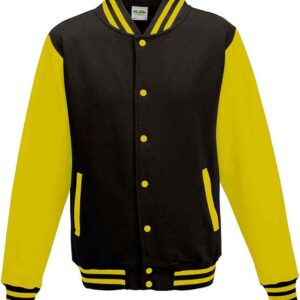 AWDis Varsity Jacket | Jet Black/Sun Yellow