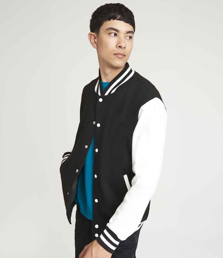 AWDis Varsity Jacket | Jet Black/White - Image 2