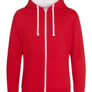 AWDis Varsity Zoodie | Fire Red/Arctic White