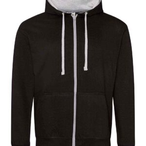 AWDis Varsity Zoodie | Jet Black/Heather Grey