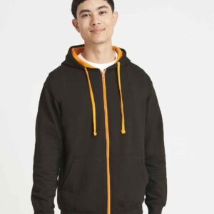 AWDis Varsity Zoodie | Jet Black/Orange Crush