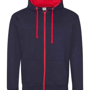 AWDis Varsity Zoodie | New French Navy/Fire Red