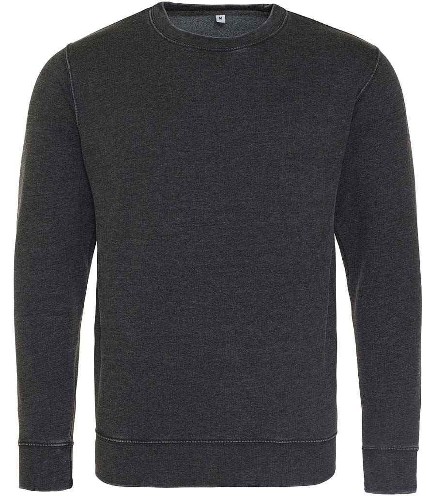 AWDis Washed Sweatshirt | Washed Jet Black
