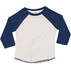 BabyBugz Baby Long Sleeve Baseball T-Shirt | White/Swiss Navy