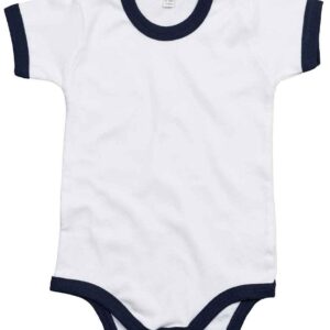 BabyBugz Baby Ringer Bodysuit | White/Navy