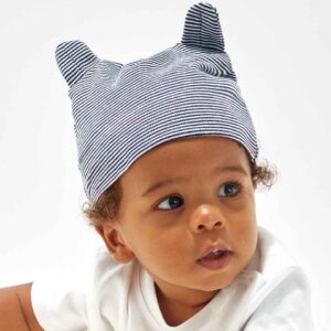 BabyBugz Little Hat with Ears | White/Nautical Navy