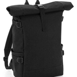 BagBase Block Roll-Top Backpack | Black/Black