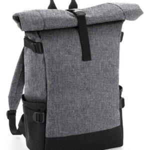 BagBase Block Roll-Top Backpack | Grey Marl/Black