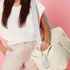 BagBase Boutique Adjustable Bag Strap | Light Grey/White