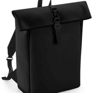 BagBase Matte PU Roll-Top Backpack | Black