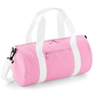 BagBase Mini Barrel Bag | Classic Pink/White