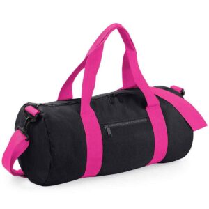 BagBase Original Barrel Bag | Black/Fuchsia