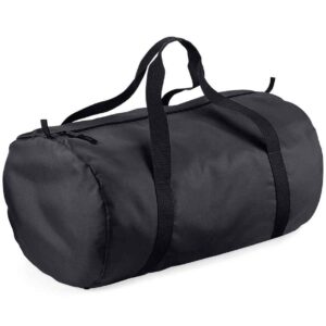 BagBase Packaway Barrel Bag | Black/Black