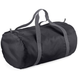 BagBase Packaway Barrel Bag | Black/Graphite Grey