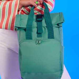 BagBase Recycled Mini Twin Handle Roll-Top Backpack | Sage Green
