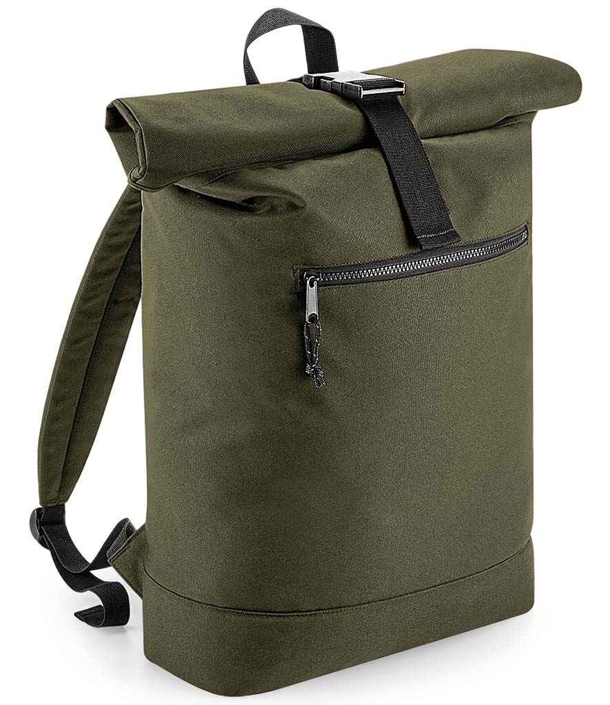 BagBase Recycled Roll-Top Backpack | Military Green