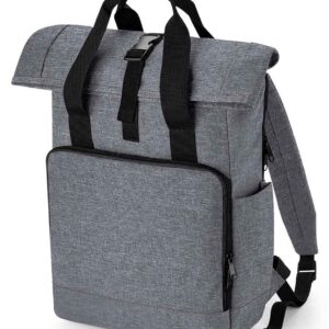 BagBase Recycled Twin Handle Roll-Top Laptop Backpack | Grey Marl