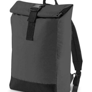 BagBase Reflective Roll-Top Backpack | Black Reflective