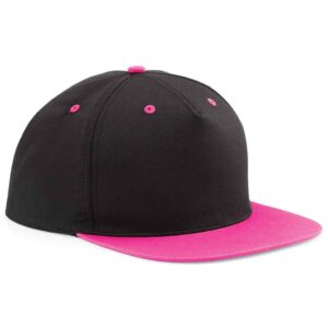 Beechfield 5 Panel Contrast Snapback | Black/Fuchsia