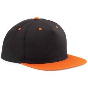 Beechfield 5 Panel Contrast Snapback | Black/Orange