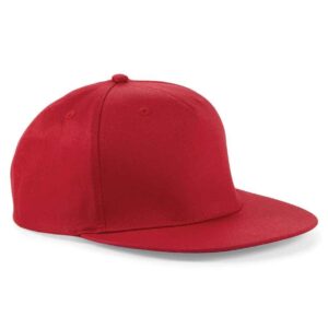 Beechfield 5 Panel Snapback Rapper Cap | Classic Red