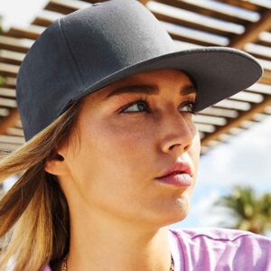 Beechfield 5 Panel Snapback Rapper Cap | Graphite Grey