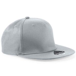 Beechfield 5 Panel Snapback Rapper Cap | Light Grey