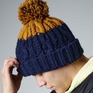 Beechfield Apres Beanie | Oxford Navy/Mustard