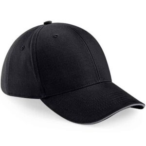 Beechfield Athleisure 6 Panel Cap | Black/Graphite Grey
