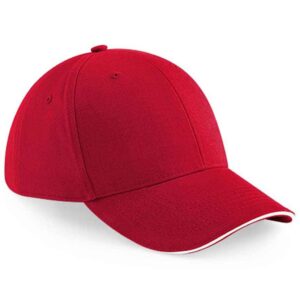 Beechfield Athleisure 6 Panel Cap | Classic Red/White