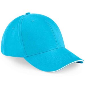 Beechfield Athleisure 6 Panel Cap | Surf Blue/White