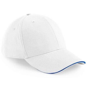 Beechfield Athleisure 6 Panel Cap | White/Bright Royal
