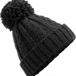 Beechfield Cable Knit Melange Beanie | Black
