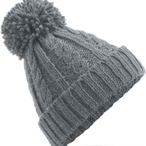 Beechfield Cable Knit Melange Beanie | Light Grey