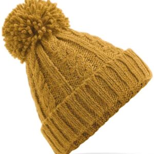 Beechfield Cable Knit Melange Beanie | Mustard