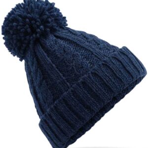 Beechfield Cable Knit Melange Beanie | Navy