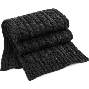 Beechfield Cable Knit Melange Scarf | Black