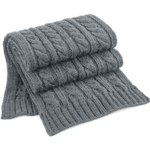 Beechfield Cable Knit Melange Scarf | Light Grey