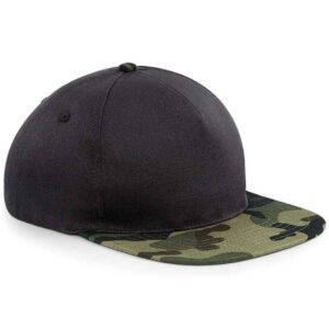 Beechfield Camo Snapback Cap | Black/Jungle Camo